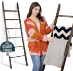 Blanket Ladder for Living Room and Bedroom, 5ft 8 inch, 6-Tier Wall Leaning - Image 3