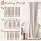 Oatmeal 100% Blackout Curtains 108 Inch Length 2 Panels Set - Image 6