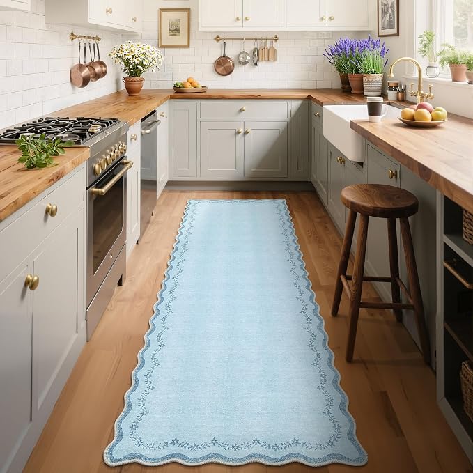 GarveeHome 2x6 Scalloped Washable Runner Rug Non Slip Hallway Kitchen Rug | - Image 7
