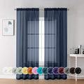 Chyhomenyc Navy Blue Sheer Curtains 84 Inches Long 2 Panels | Light Filtering by Chyhomenyc