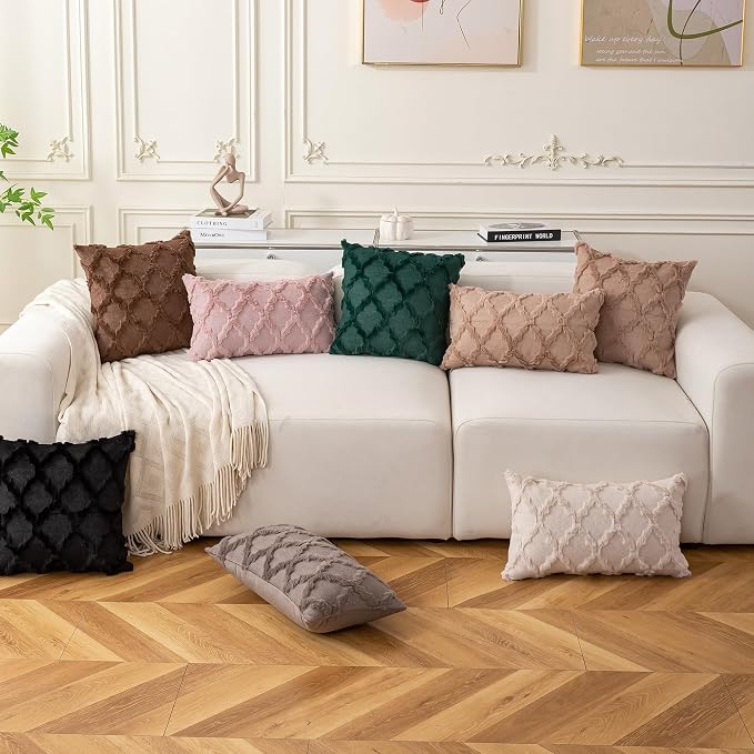 Set of 2 Soft Moroccan Throw Pillow Covers 16x16 Inch Plush Boho Decorative - Image 2