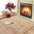 Pionblank Fluffy Small Rug for Bedroom 2x3 Feet, Shag Soft Area Rug, Camel | - Image 3