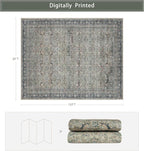 Green Retro 8x10 Washable Area Rugs - Image 2