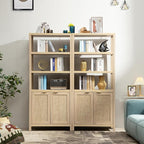 SICOTAS Bookshelf 5 Tier Book Shelf Rattan Boho 71" Tall Bookcase - Image 9