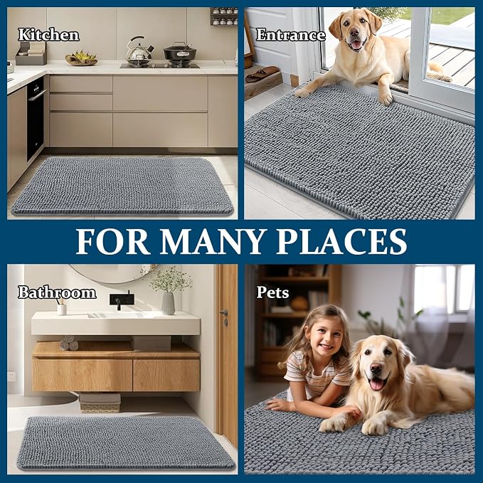 OLANLY Dog Door Mat for Muddy Paws 40x32, Super Absorbent Chenille Mud Mat | - Image 8