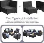 Jing's Villa 6-Piece Patio Furniture Set, All-Weather Outdoor Wicker Sectional - Image 8