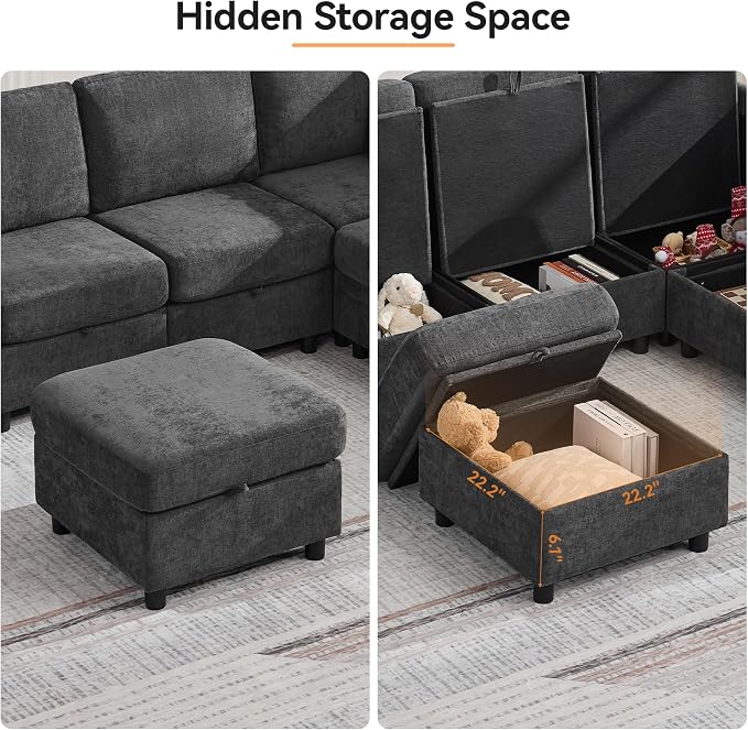 127'' Oversized U Shaped Modular Sofa, Sectional Couches - Image 7