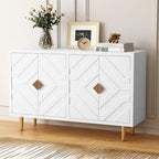 HLR 48'' Buffet Cabinet with 4 Doors and Shelves, Modern Credenza Storage by HomeDeservesaRelaxLiving