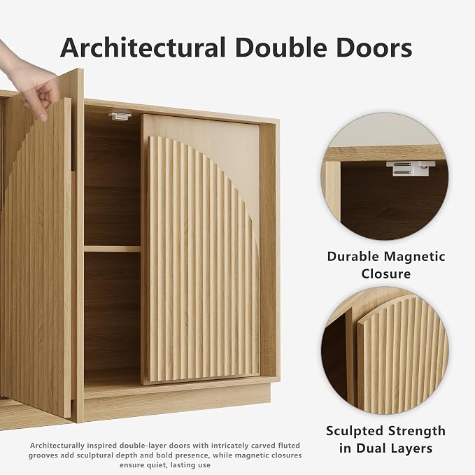 win2win Fluted Sideboard Buffet Cabinet - Image 5