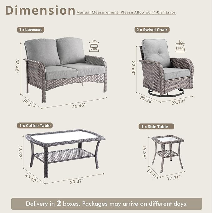 Weaxty Wicker Patio Furniture Set - Image 2