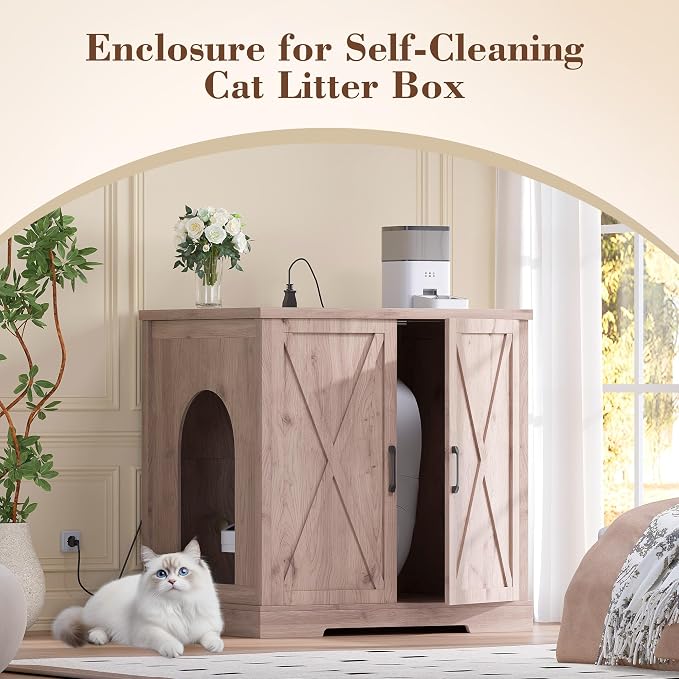 Heybly 34.5" Litter Box Enclosure, Large Robot Cabinet - Image 3
