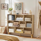 LEYAOYAO 10 Cube Bookshelf, 3 Tier Vintage 55" Wide Bookcase - Image 7