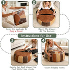 Thgonwid Unstuffed Moroccan Storage Pouf Foot Stool Ottoman Seat Handmade Faux - Image 5