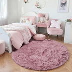Amdrebio Mauve Pink Round Plush Rug 5Ft - Image 8