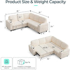 LINSY HOME Sectional Sofa with Pull Out Bed, 5 Seats Corduroy Reversible - Image 2