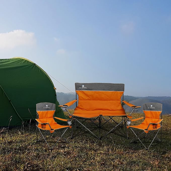 Camping Chair Set of 3, Outdoor Folding Camping Chairs - Image 2