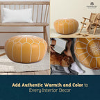 Marrakesh Gallery Genuine Leather Round Pouf Unstuffed - Image 9