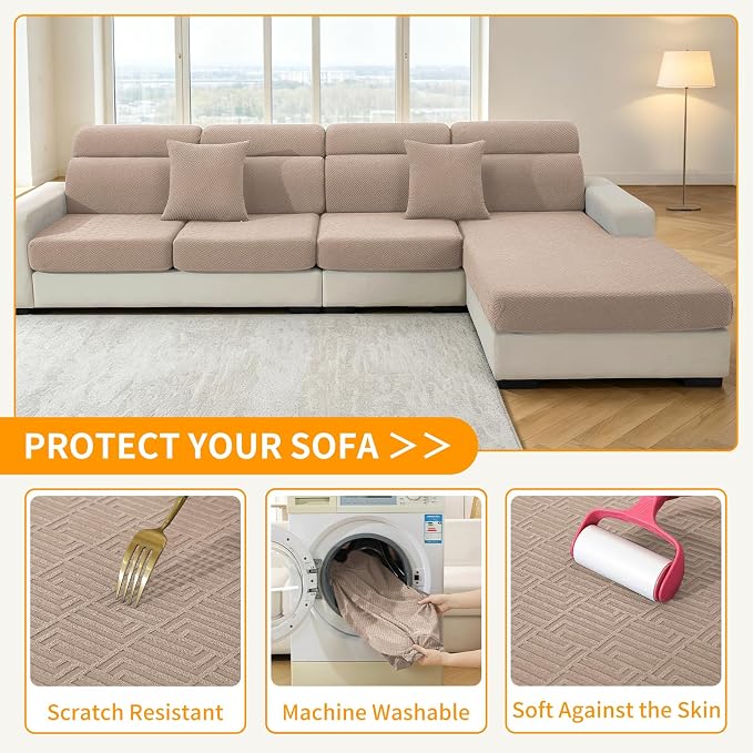 XINEAGE Couch Cushion Covers, Loveseat Sofa Seat Slipcovers - Image 6