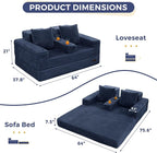 MAXYOYO Loveseat Sofa Bed, Striped Faux Fur Foldable Floor Sofa Couch in A Box - Image 2