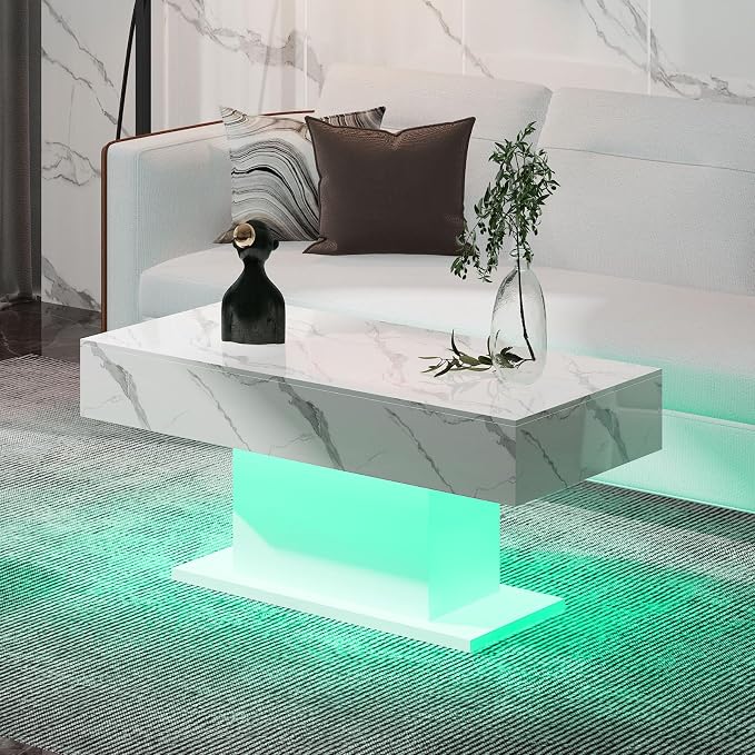HedoAjim Led Coffee Table for Living Room, Living Room Table Rectangular Center by HedoAjim