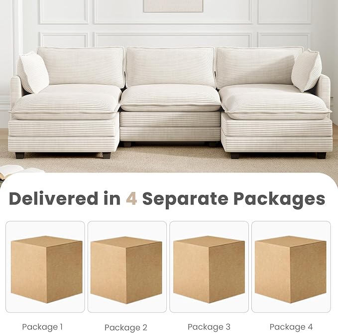 112'' Sectional Modular Cloud Couch, Oversized 5 Seat Couches U Shaped Sofa - Image 3