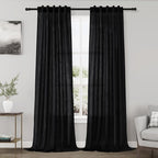Black Linen Curtains 96 inches Long by Nanspring
