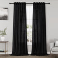 Black Semi Sheer Linen Curtains 84 inch Length by Nanspring