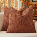 MIULEE Chenille Textured Fall Throw Pillow Covers Burnt Orange 18x18 | Set of 2 by MIULEE