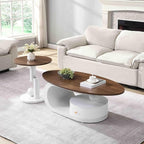 Modern Oval Coffee Table Set of 2, Wood Living Room Accent Coffee Table and by Henf
