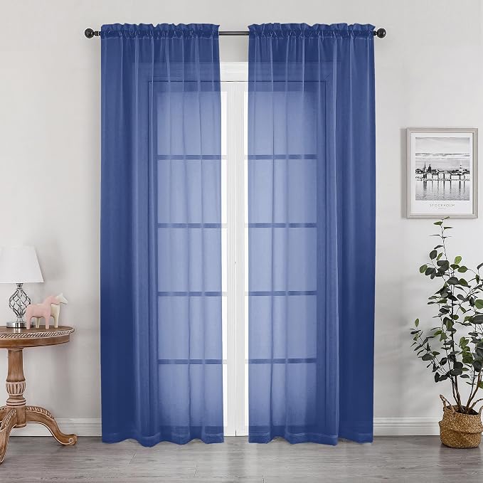 Sheer Curtains 78 Inches Long 2 Panels Set by OWENIE