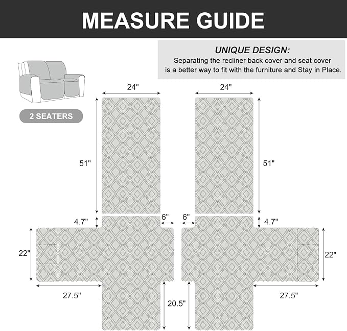 Genina Black Waterproof Loveseat Recliner Cover, Sofa Cover - Image 5
