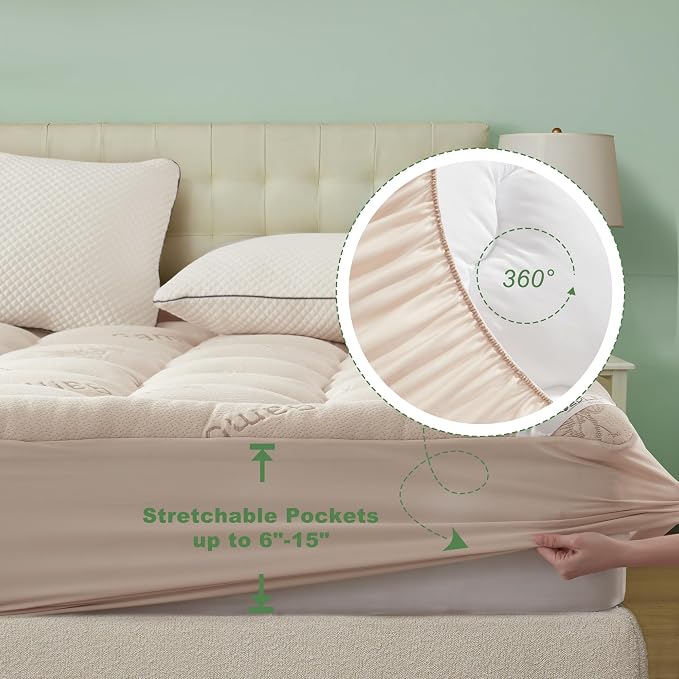 BEDLORE Twin XL Mattress Topper Viscose Derived from Bamboo, Thick Pillow Top - Image 6