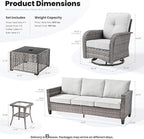 ovios 5 Pieces Patio Furniture Set, Outdoor Wicker Sofa Couch - Image 3