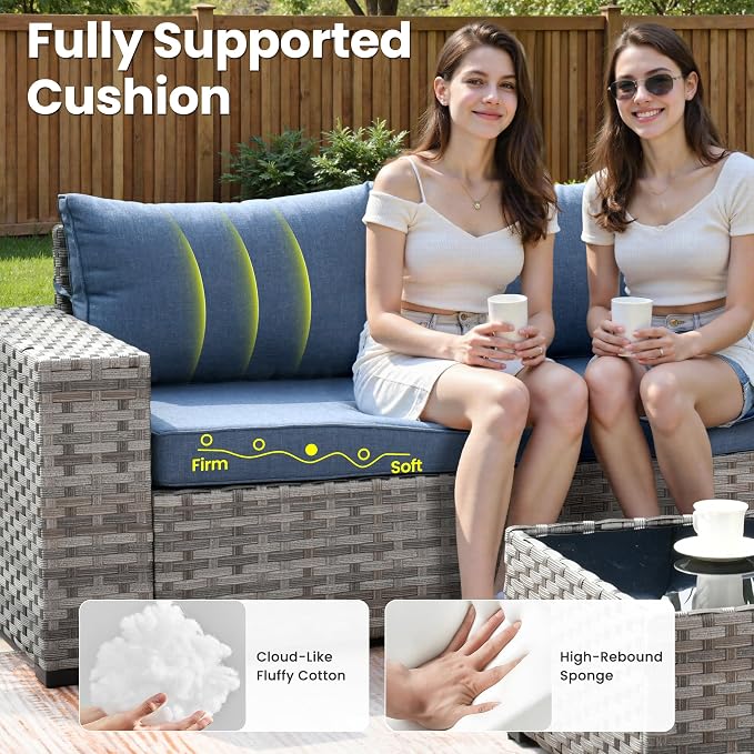 ovios 12 Pieces Patio Furniture Set, Outdoor Wicker Sectional Sofa - Image 6