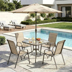 Arlopu 5 Piece Outdoor Patio Dining Set, Porch Furniture - Image 9