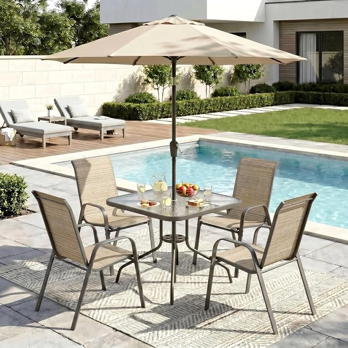 Arlopu 5 Piece Outdoor Patio Dining Set, Porch Furniture - Image 9
