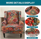 KRFOONN Stretch Wing Chair Slipcovers Printed 2 Piece Wingback Chair Covers - Image 2