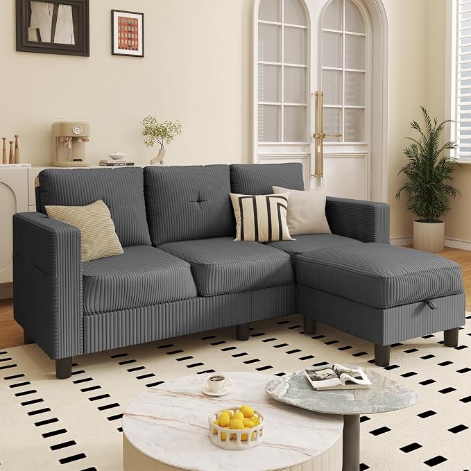 JAMFLY Convertible L-Shaped Sectional Sofa by JAMFLY
