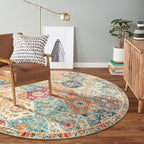 Lahome Moroccan Washable Round Area Rug, Round Rug 5ft Soft Non-Slip, - Image 6