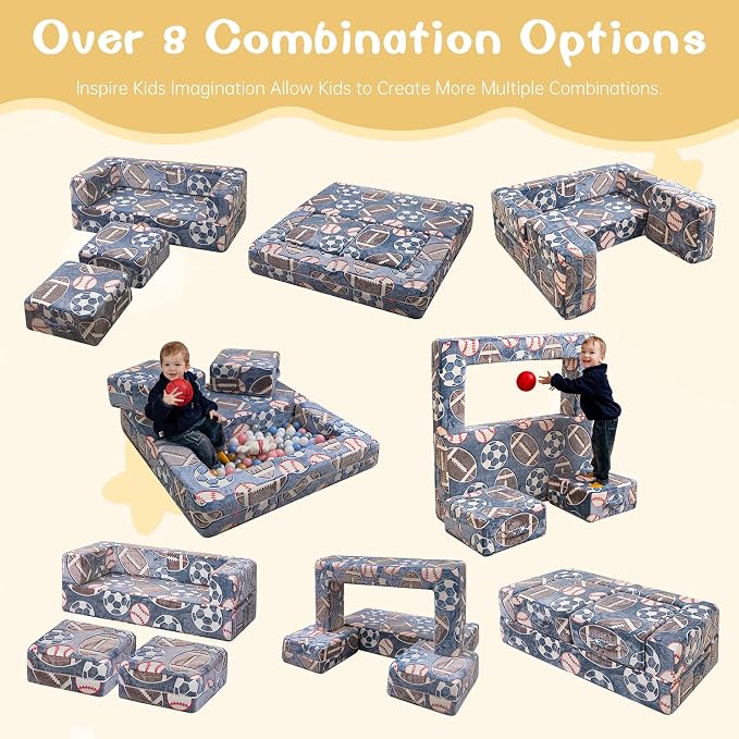 Cvortll Modular Kids Play Couch, Glow in Dark Kids Sofa, Child Sectional Sofa - Image 7