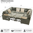 Ihanherry Large U-Shaped Sectional Sofa Bed, 8-Seater Convertible Sleeper - Image 2