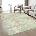 5x7 Area Rug Living Room: Modern Washable Soft Carpet Green Cream | by FXRHLP