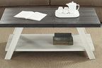 Contemporary Two-Tone Wood Coffee Table 48 in, Weathered Charcoal and Beige - Image 5