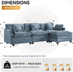 111'' Sectional Cloud Deep Seat Couch, Modern Comfy Chenille L Shaped Sectional - Image 2