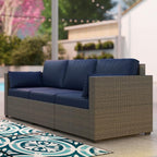 Outsunny Patio Couch PE Wicker Deep Seating Outdoor Sofa - Image 9