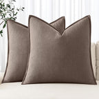 MIULEE Decorative Linen Euro Sham Pillow Covers 24x24 Malt Ball | Boho by MIULEE