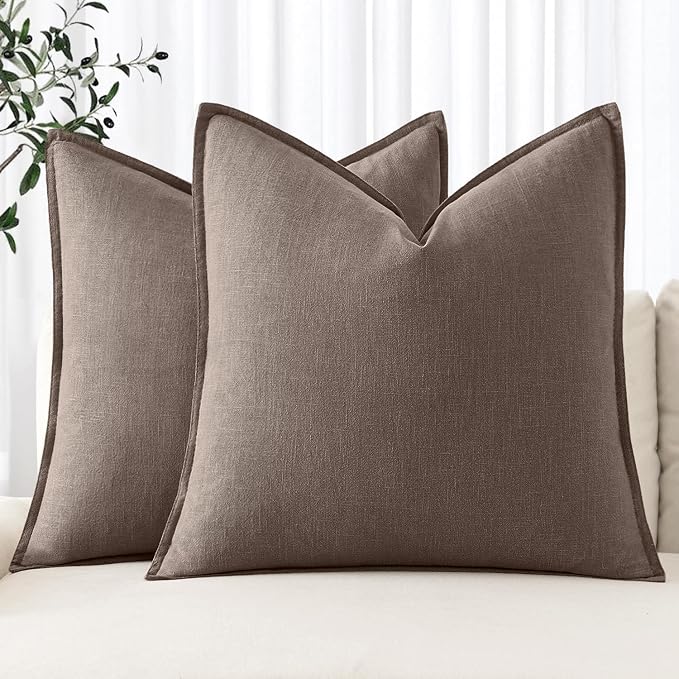 MIULEE Decorative Linen Pillow Covers 20x20 Inch Malt Ball | Boho Farmhouse​ by MIULEE