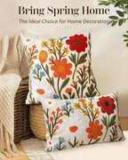 Embroidered Throw Pillow Cover 20x20 Inch, Flower Cluster | Decorative Pillow - Image 5
