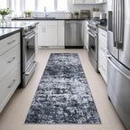 3x10 Washable Runner Rug：Modern Abstract Kitchen Carpet Black | - Image 5