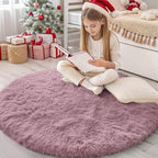OLANLY Blush Round Rugs for Bedroom by OLANLY